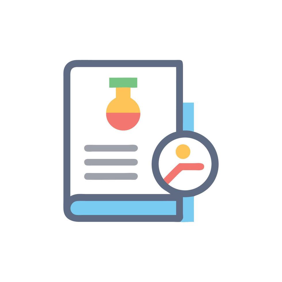 Colorful science book with experimentation bookmark icon art vector