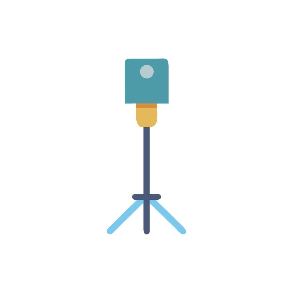 Flat design illustration of light on tripod against black vector