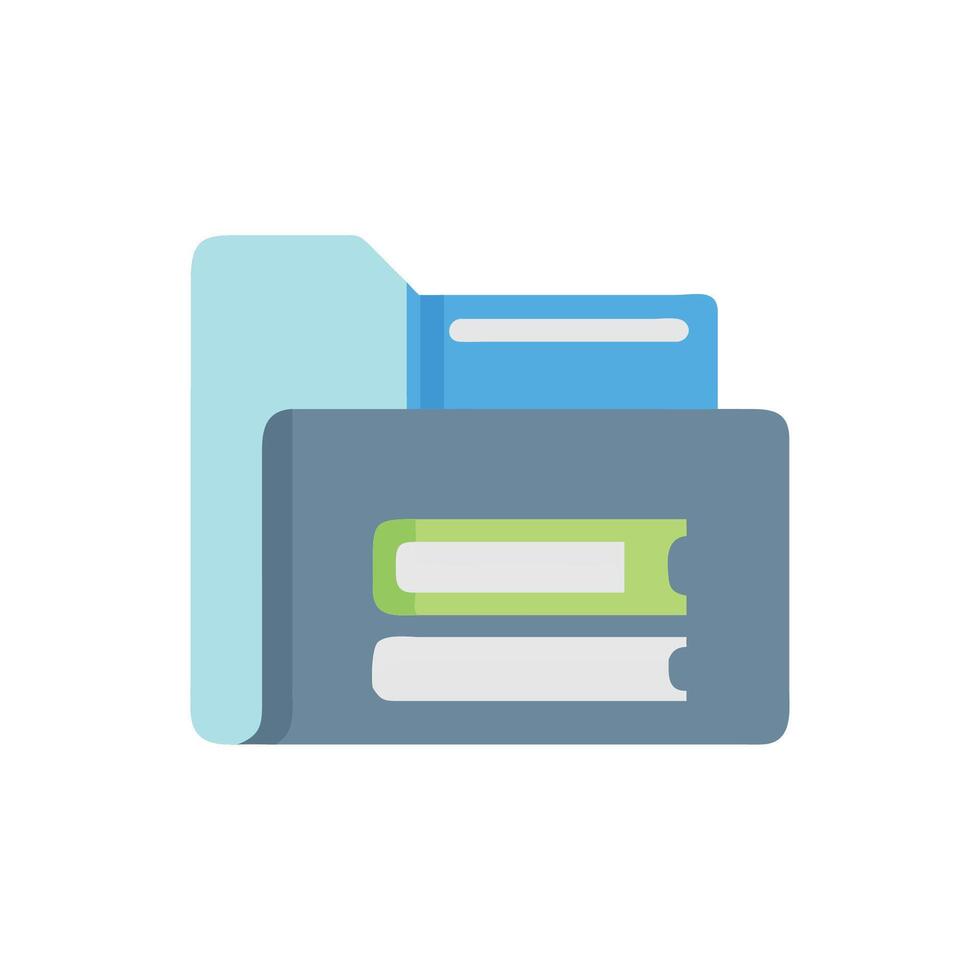 Stylized file folder icon with document inside, flat design vector