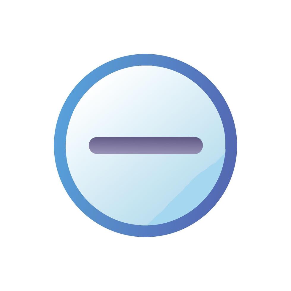 Minus symbol icon in a blue and white circle vector