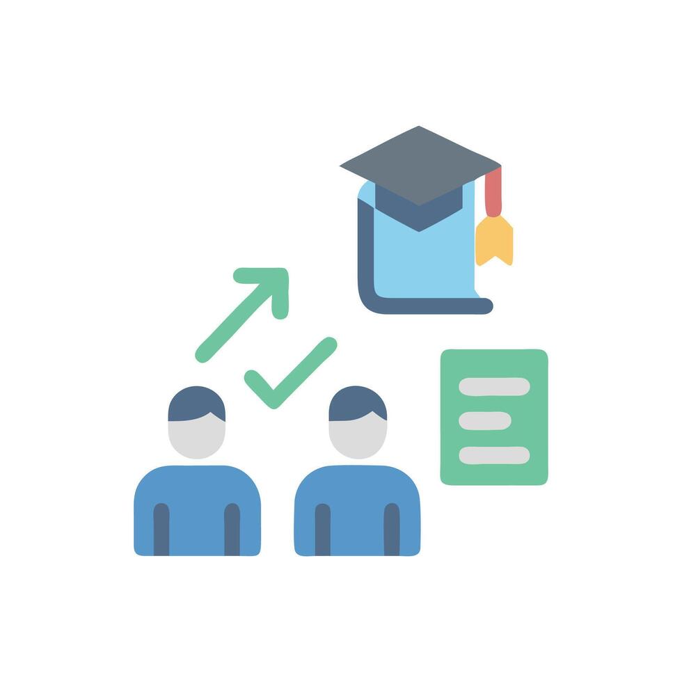 Student collaboration leads to graduation success flat design concept vector
