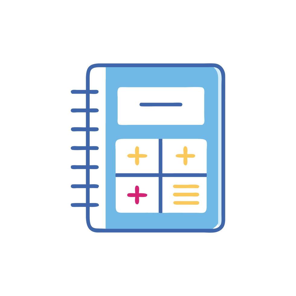 Calculator icon in blue notebook for accounting applications vector