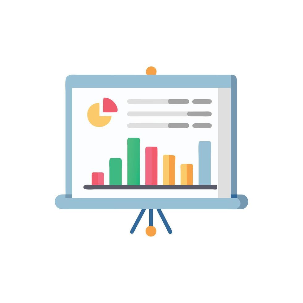 Presentation board showcasing growth statistics with flat design style vector