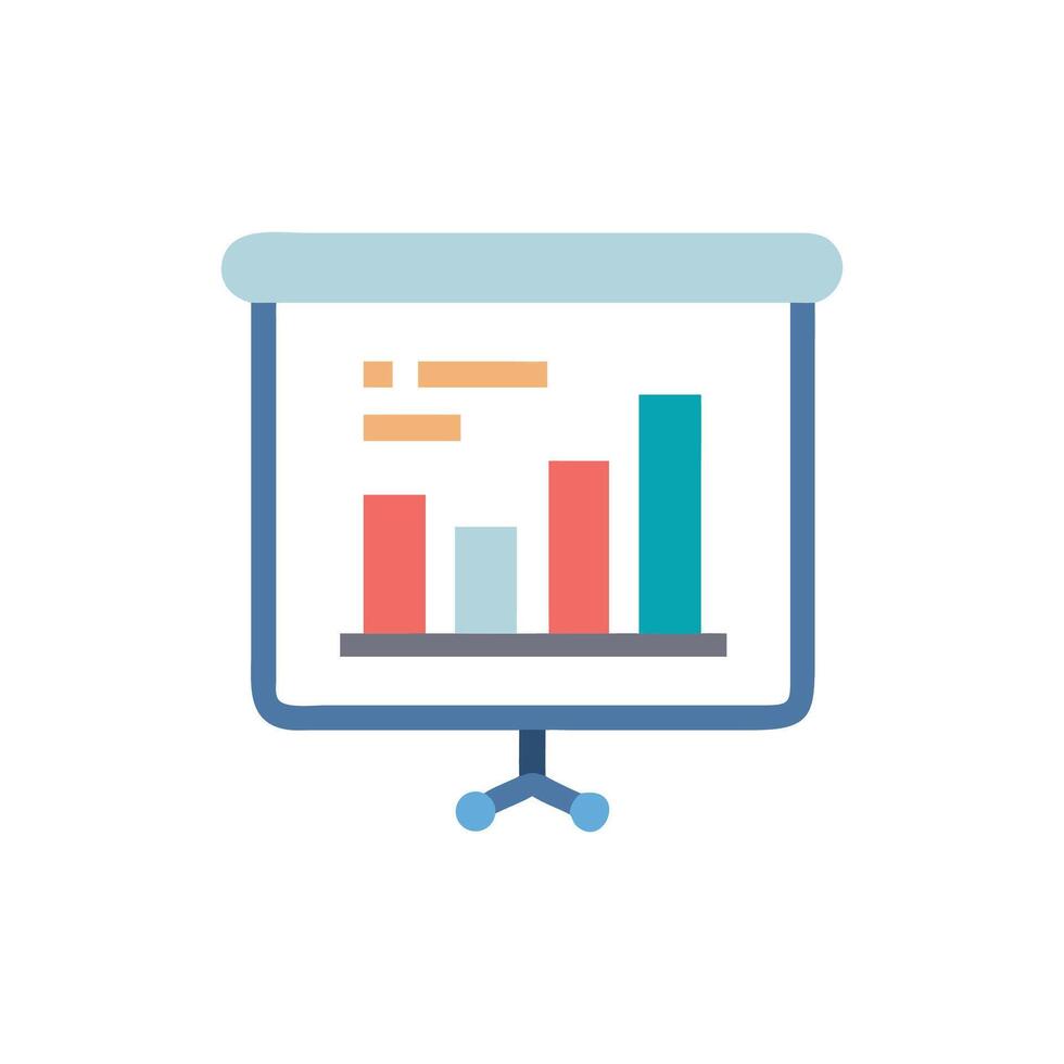 Bar chart presentation on a light blue display board vector