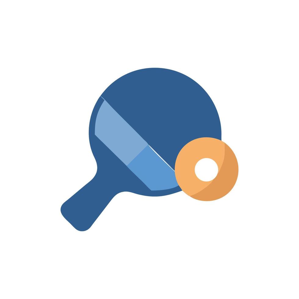 Blue ping pong paddle and ball on White Background vector