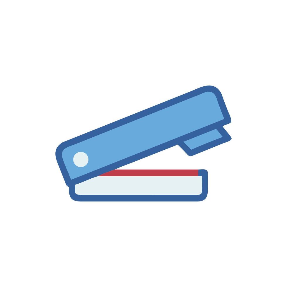 Blue Stapler Illustration on White Background, Office Supply Icon vector