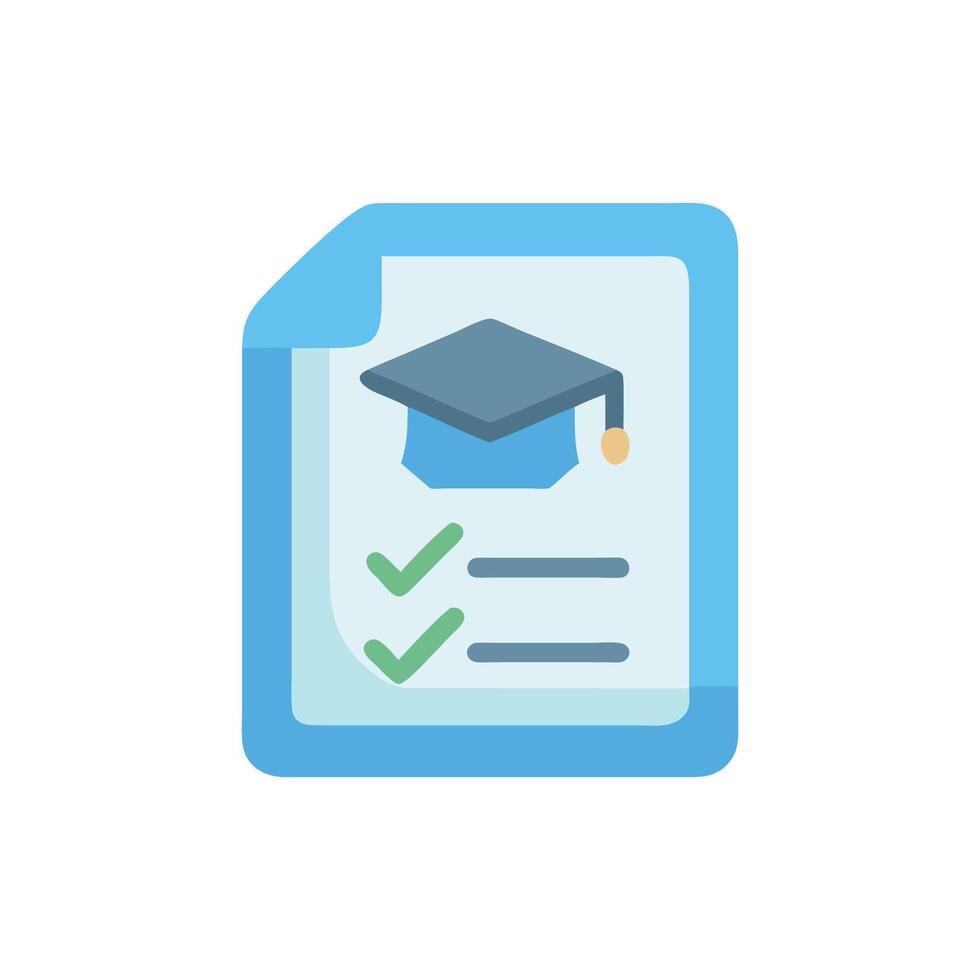 Completed Online Education Form with Graduation Cap and Checks vector