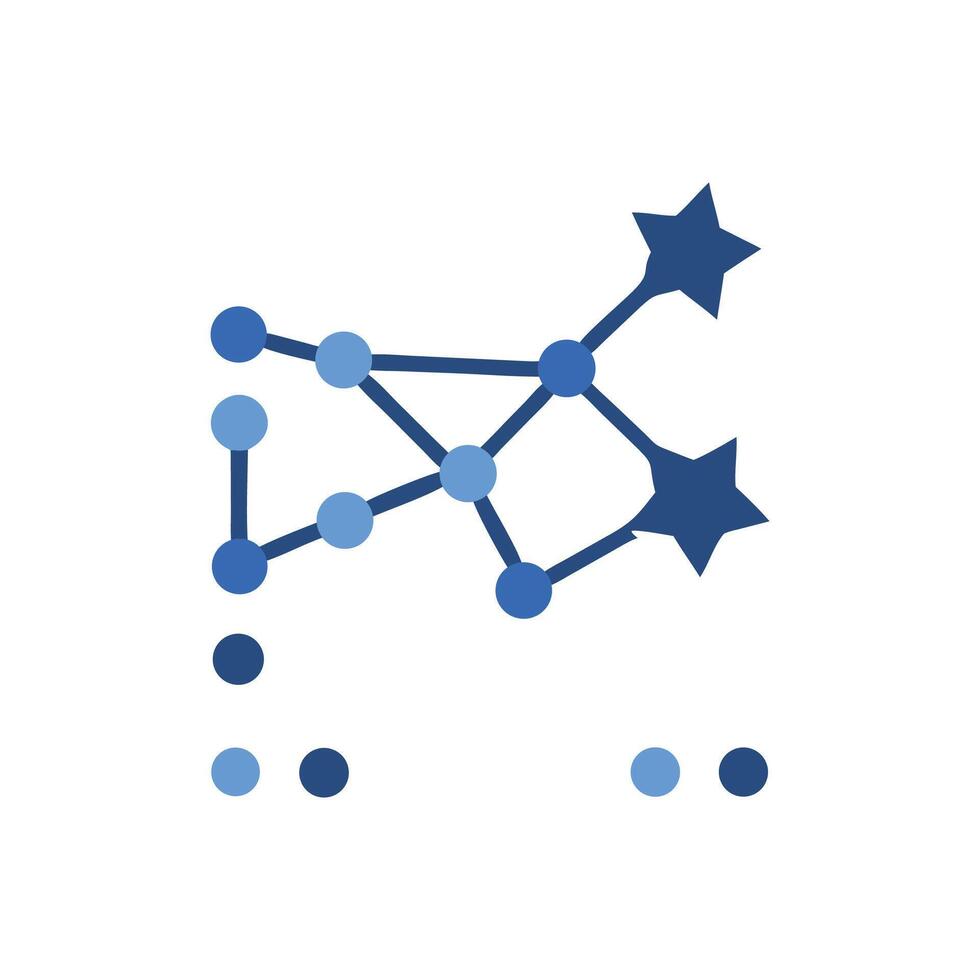 Abstract network representation with nodes, connections, and star points vector