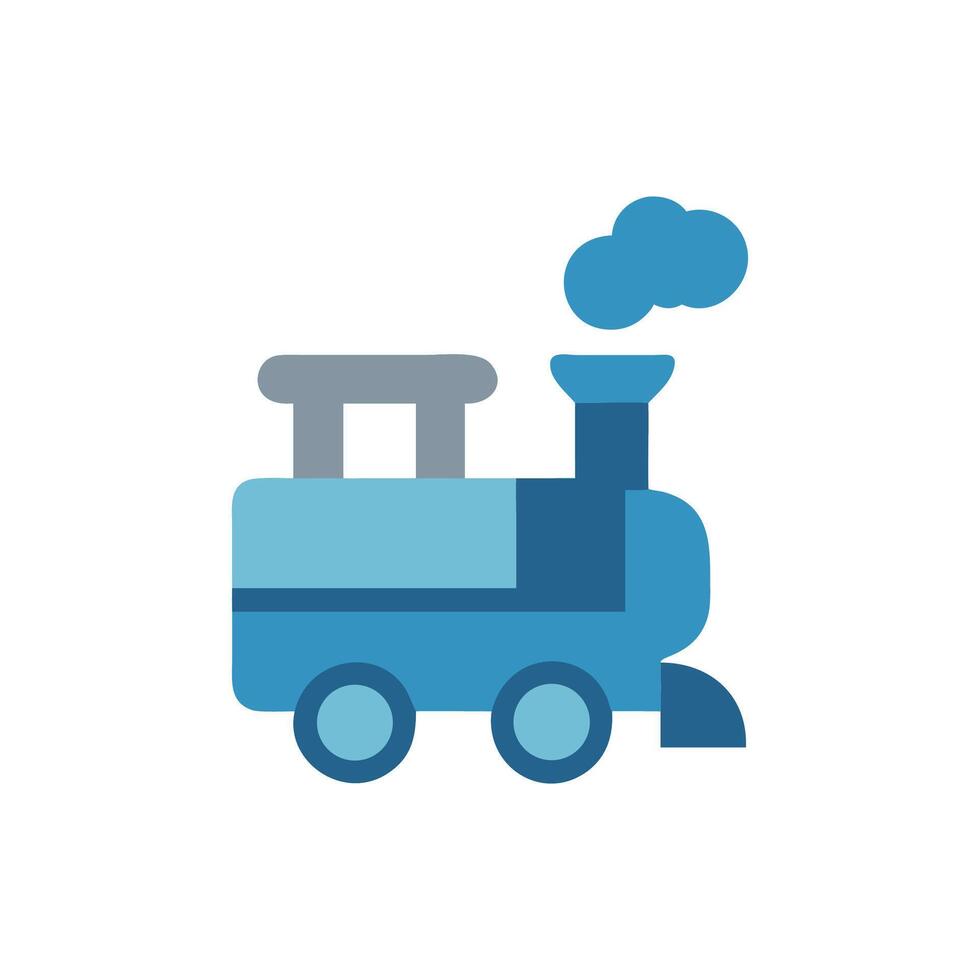 Flat design blue toy train icon on White Background vector