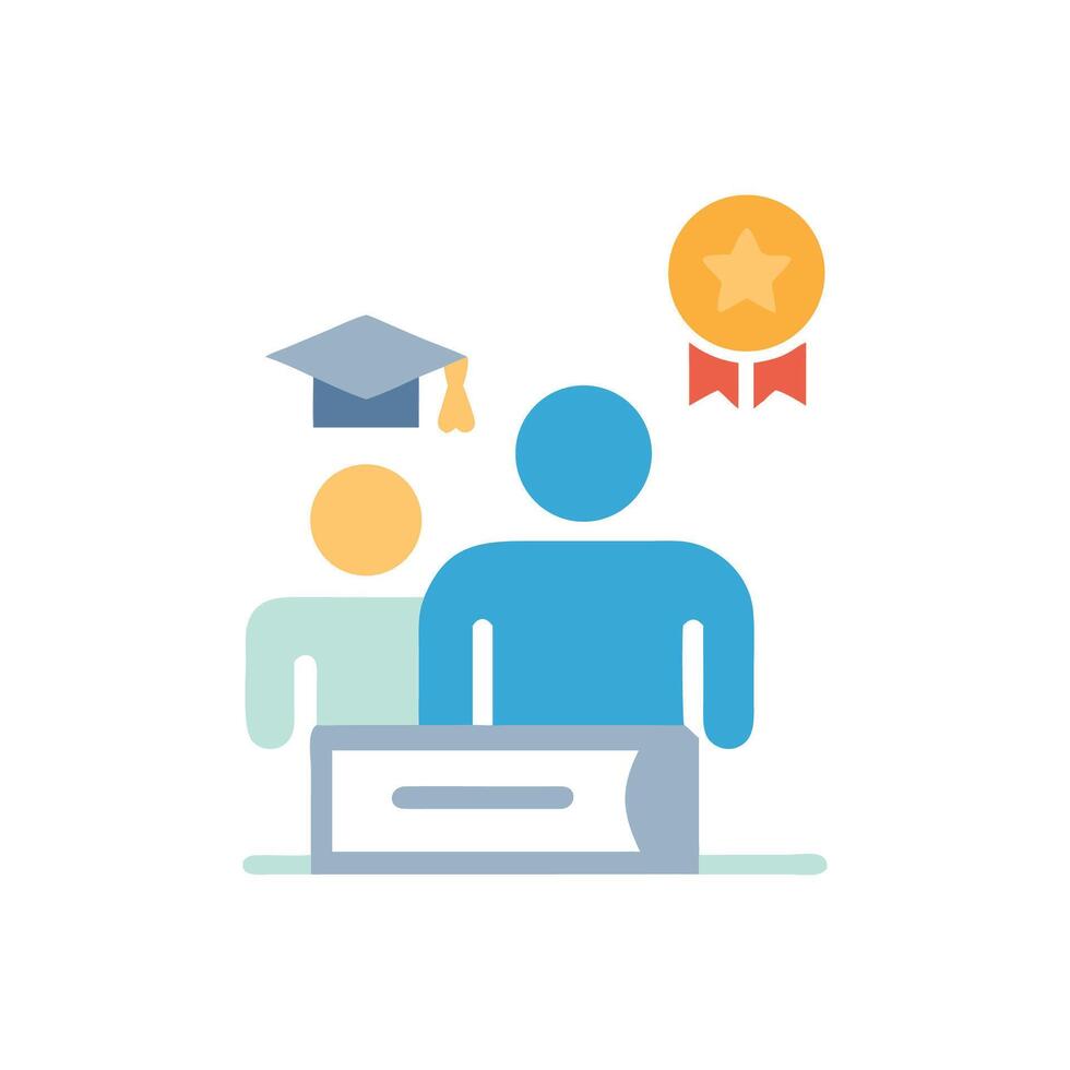 Student Graduation Group Illustration with Award and Cap vector