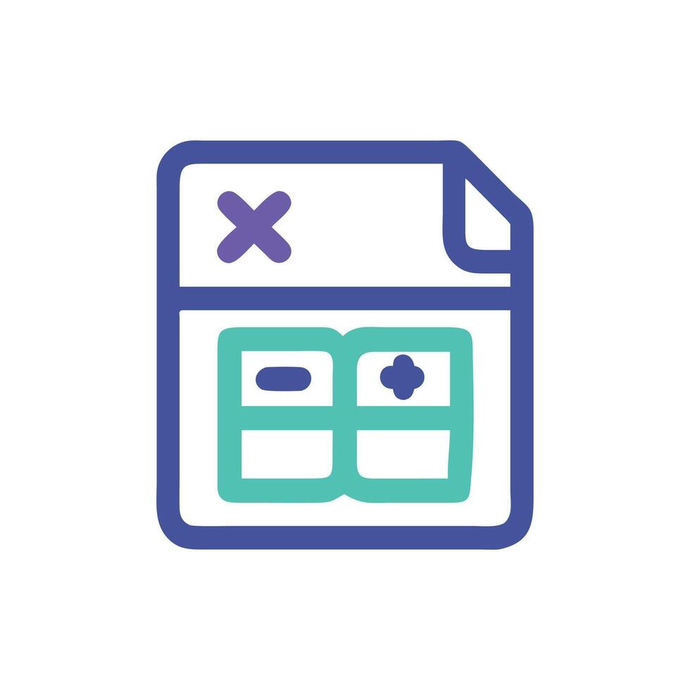 Flat illustration of an equation sheet with math symbols vector