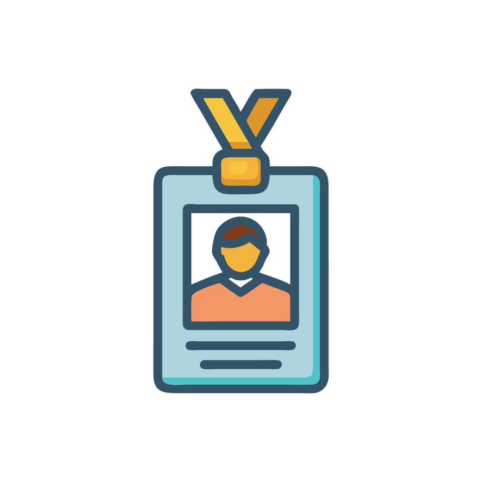 Identification card badge with lanyard for access control systems vector
