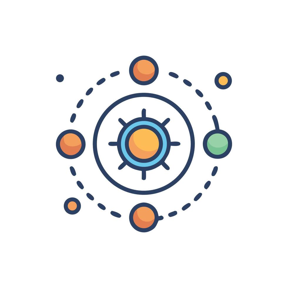 Solar system with planets orbiting the sun illustration vector