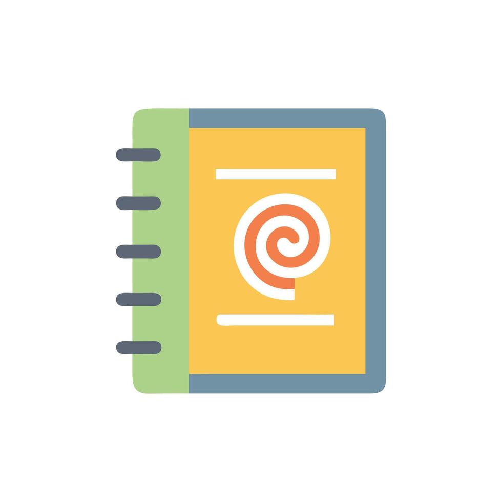 Colorful flat illustration of a spiral notebook icon vector