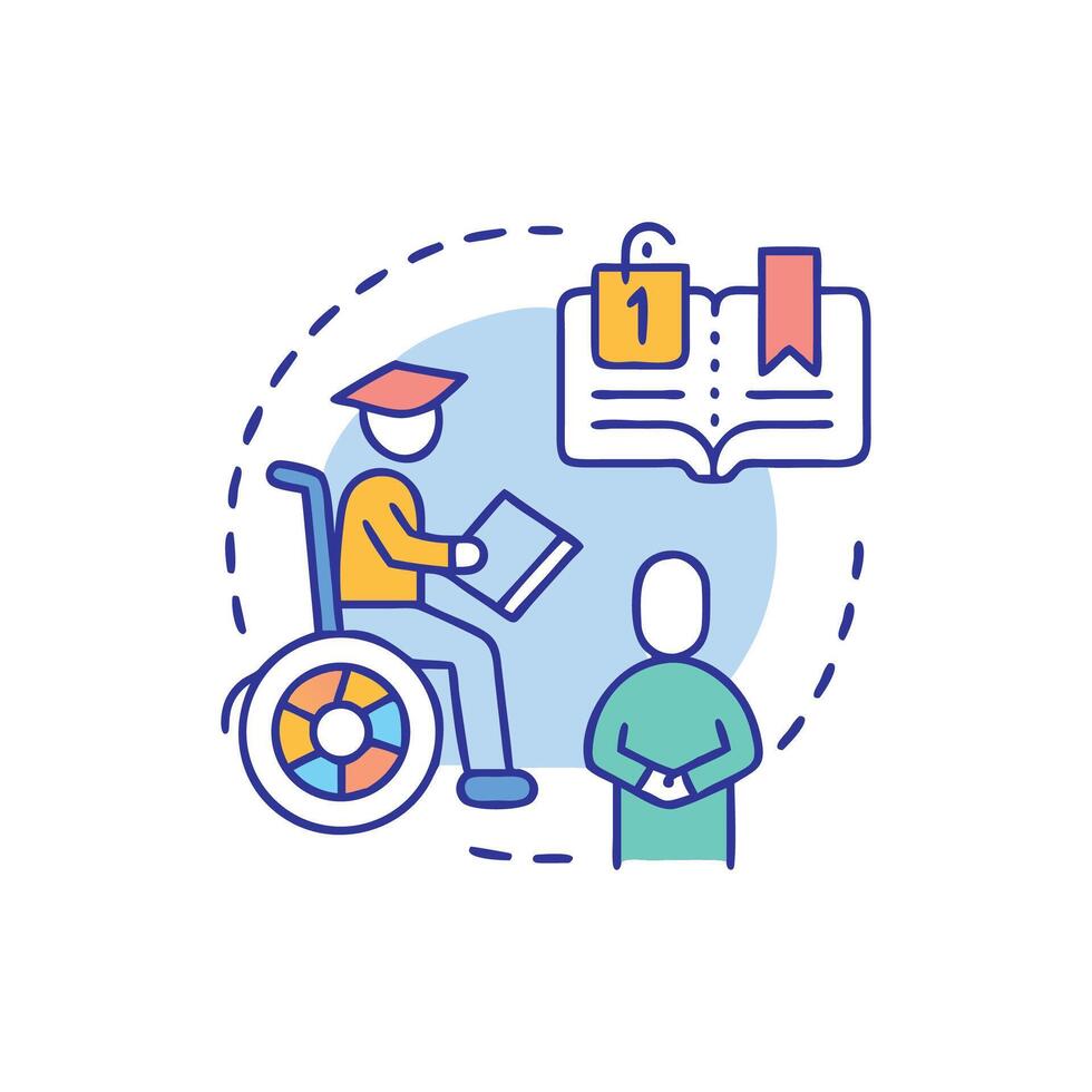 Accessibility to knowledge art with wheelchair and student vector