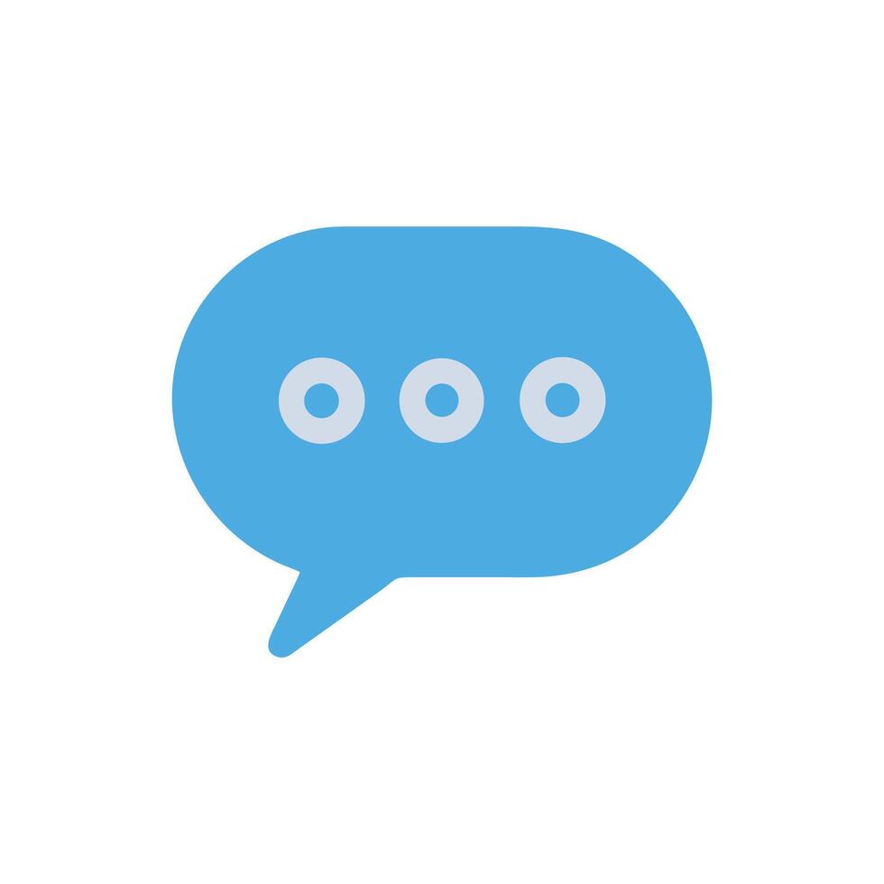 Light blue speech bubble with three ellipsis dots icon vector