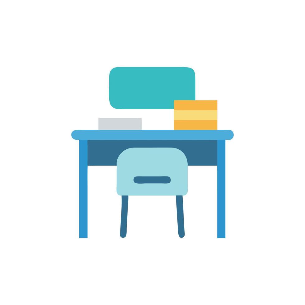 Stylized desk and chair illustration on White Background vector