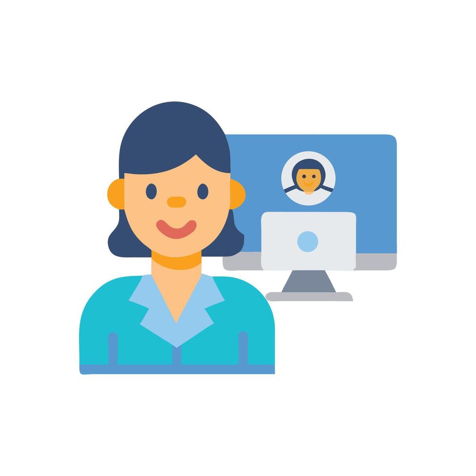 Businesswoman in a call on her computer screen vector