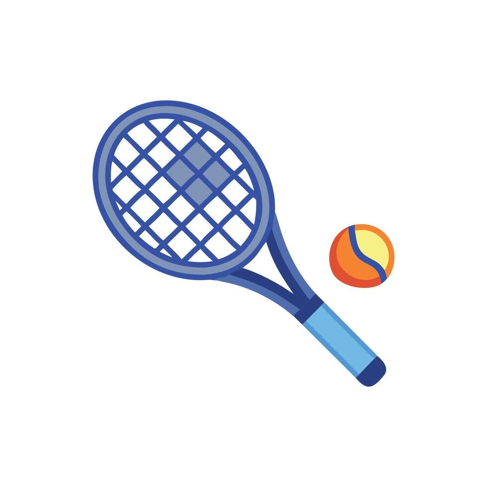 Flat design illustration of a tennis racket and ball vector