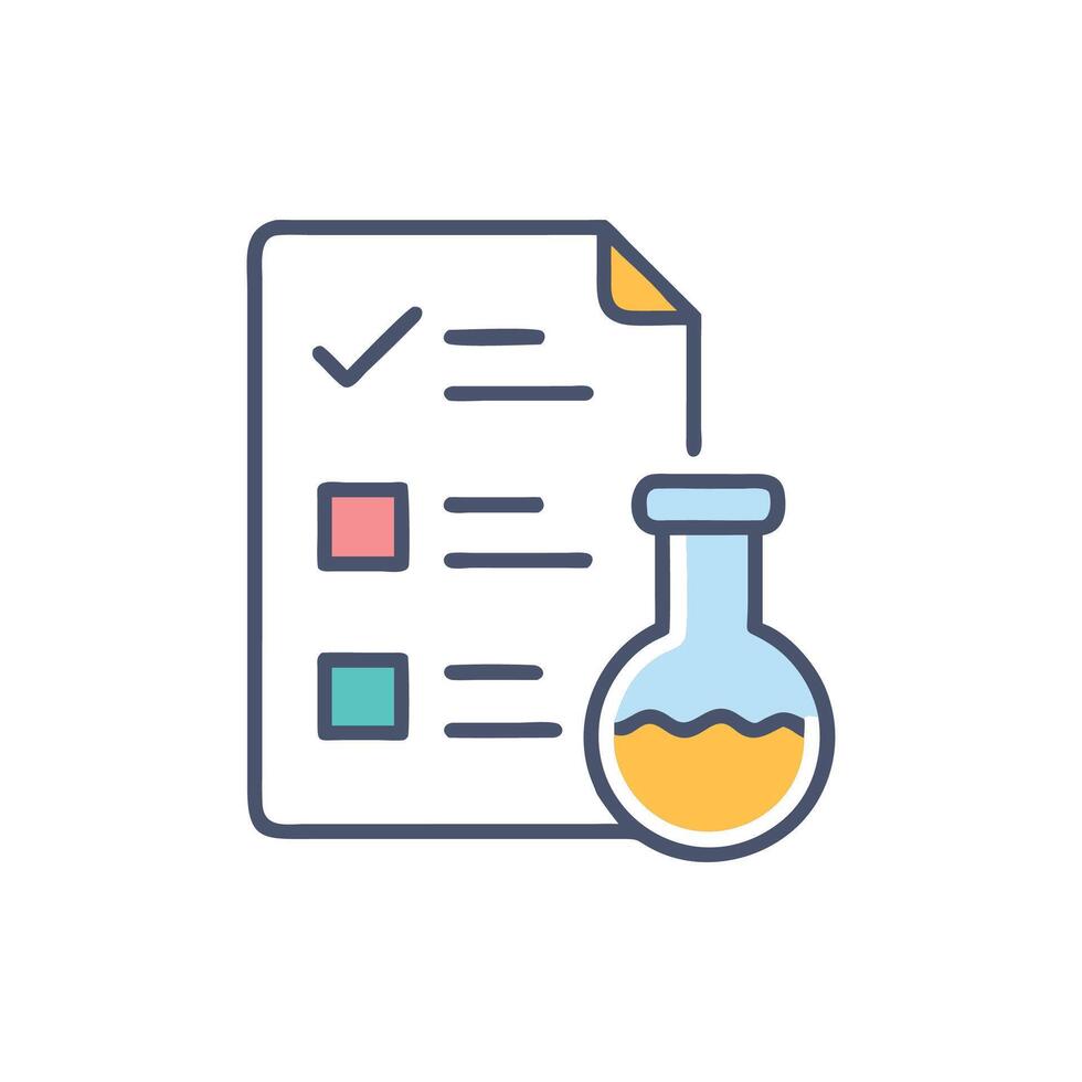 Scientific checklist with flask for testing and analysis vector