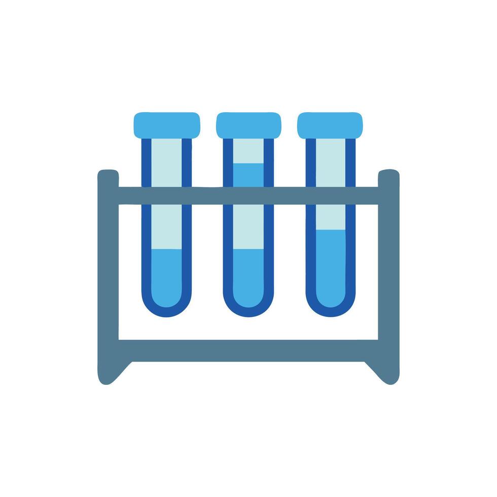 Illustration of three test tubes in a rack with liquid vector