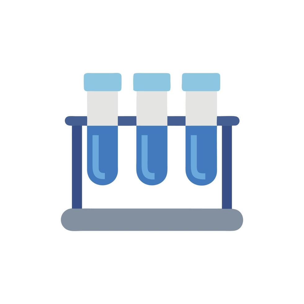 Test tubes in a rack with blue liquid samples vector