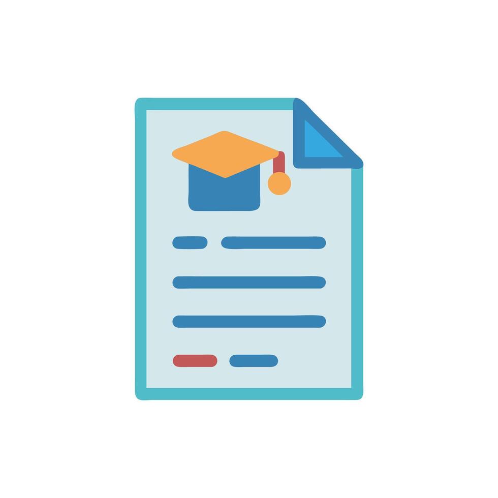 education certificate with graduation cap flat illustration design vector