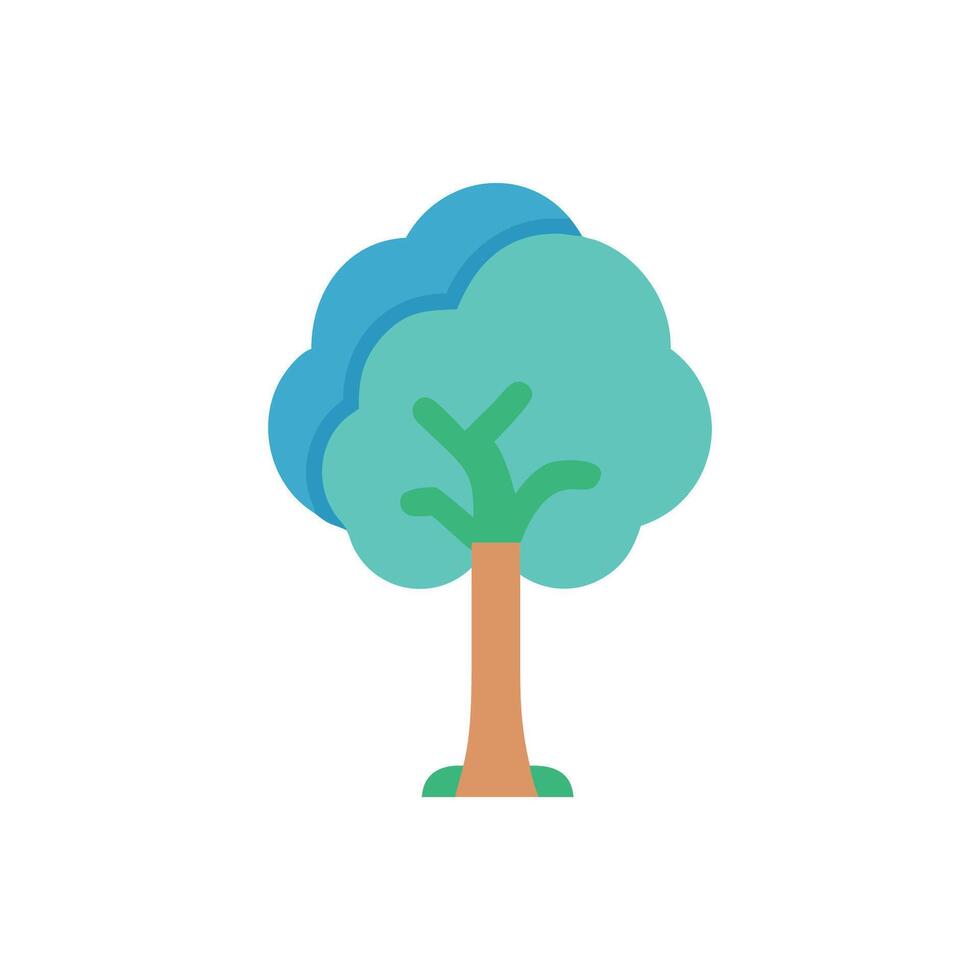 Cartoon Tree Illustration on White Background, Flat Design Style vector
