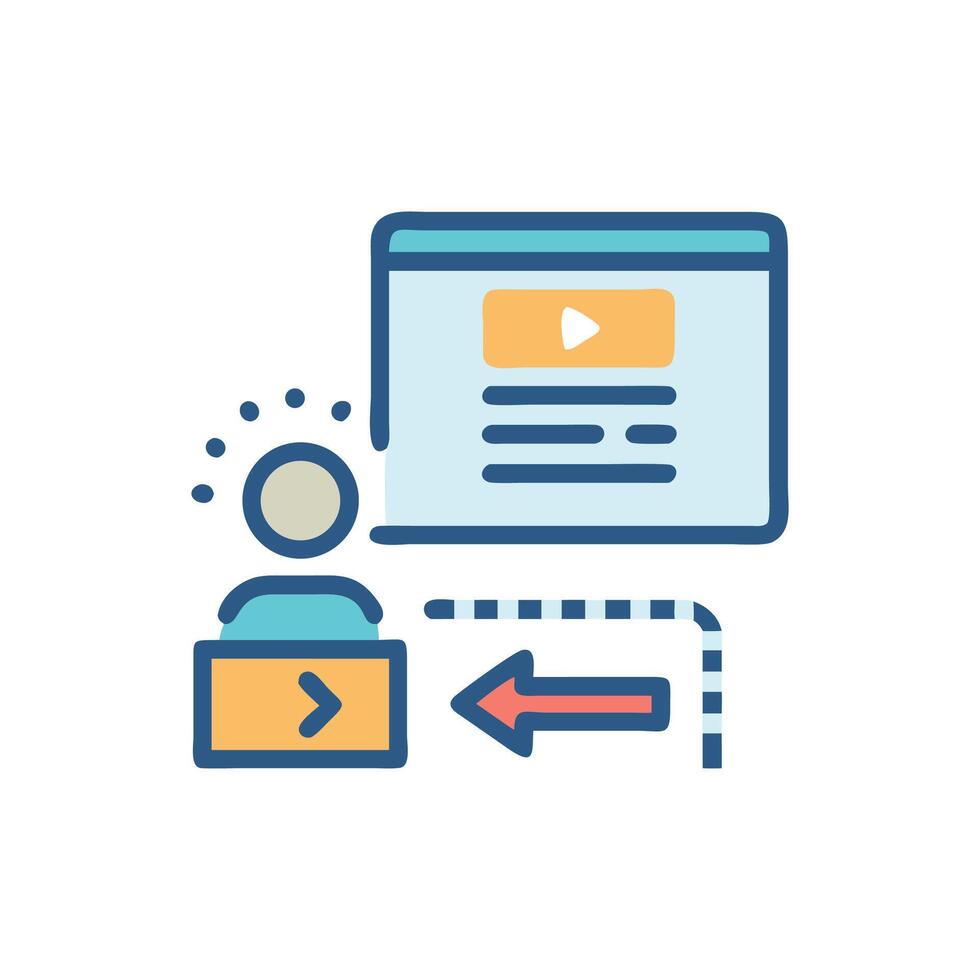 Data retrieval and feedback loop graphic icon illustration vector