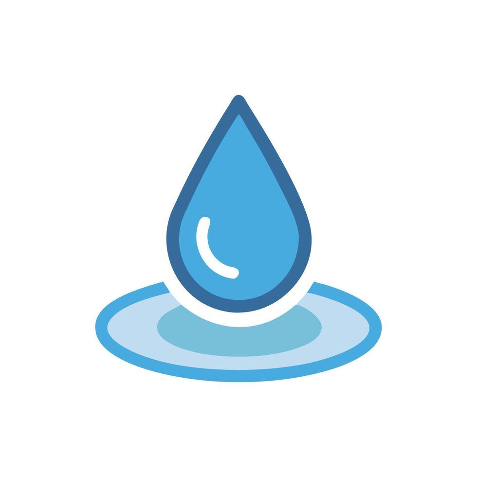 Blue water droplet icon with shadow on White Background vector