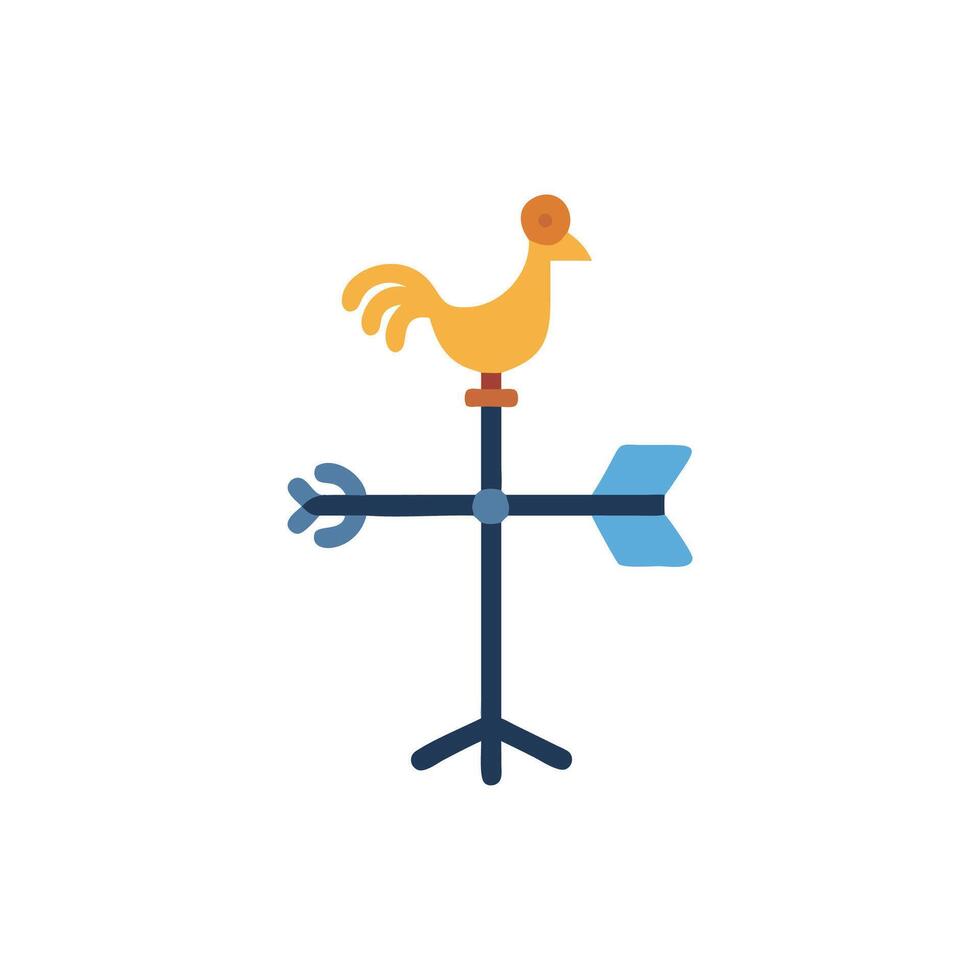 Simple flat illustration of a golden rooster weather vane vector