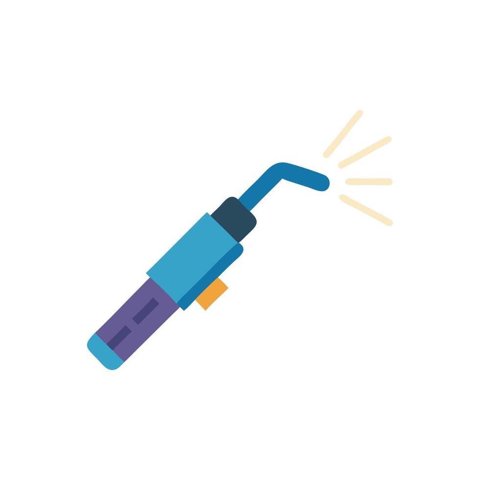 Welding torch emits sparks in flat illustration vector