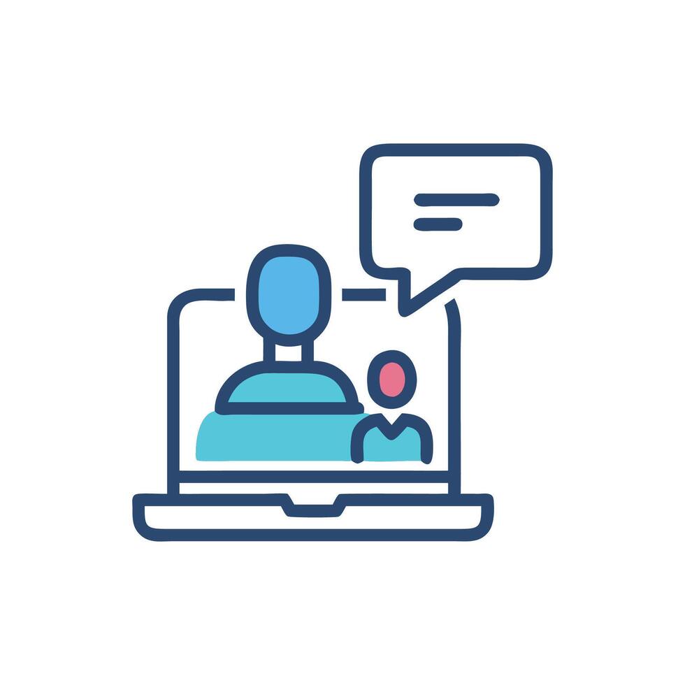 Online meeting concept with people and speech bubbles illustration vector