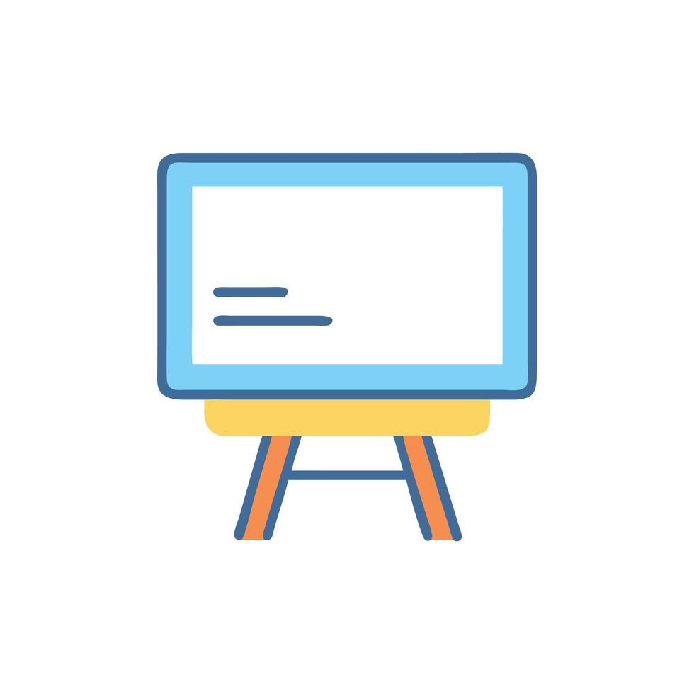 Stylized chalkboard icon on easel against White Background vector