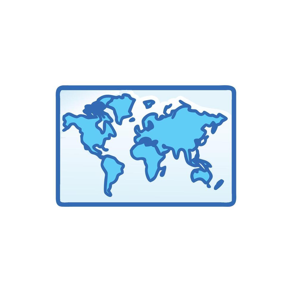 Simple blue world map with border over White Background vector