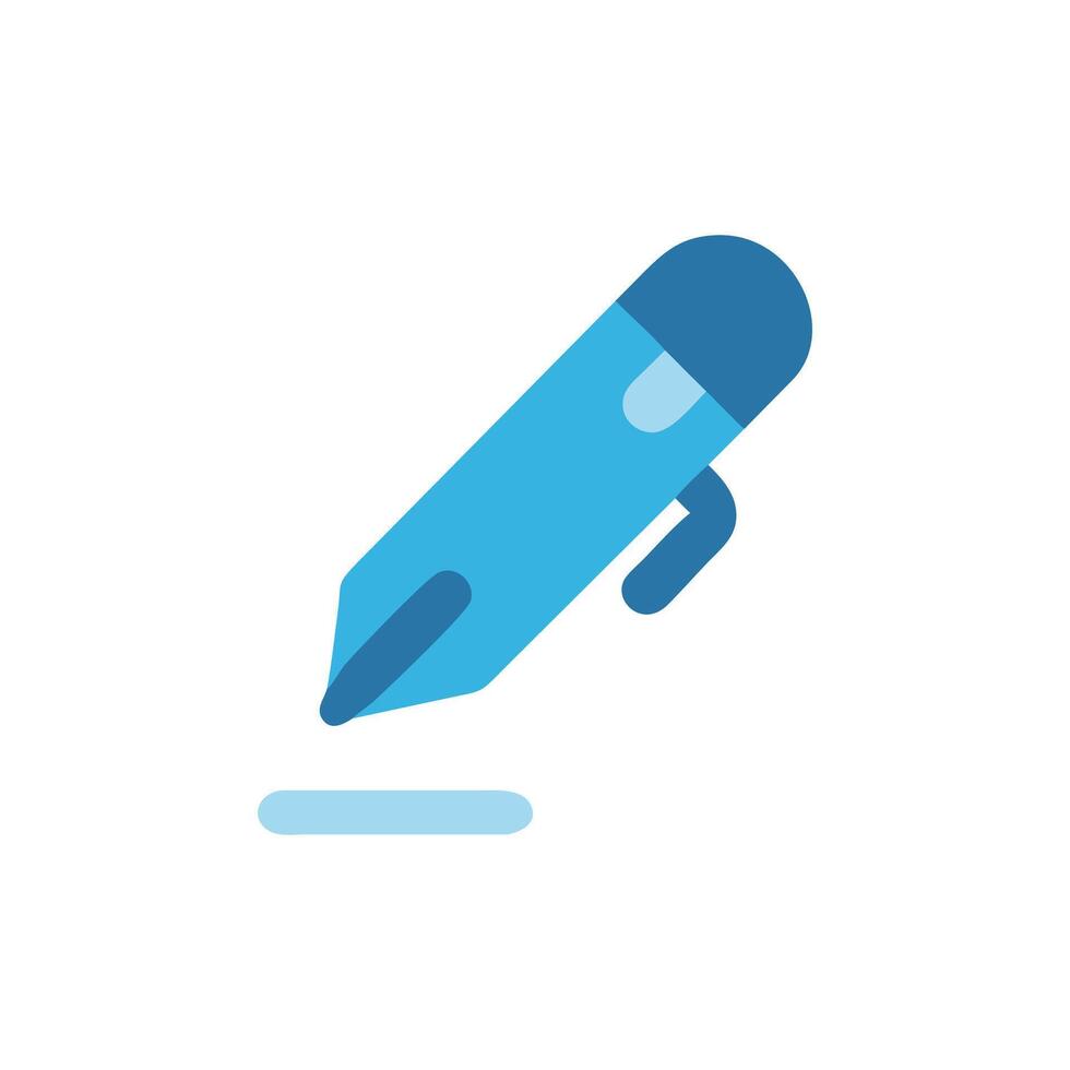 Stylized illustration of a blue pen with signature line vector