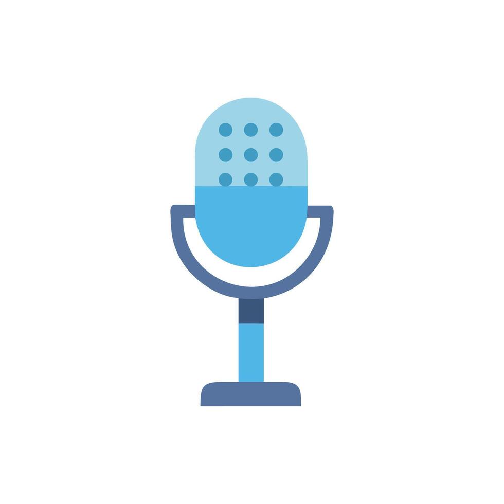 Blue flat design microphone on a White Background vector