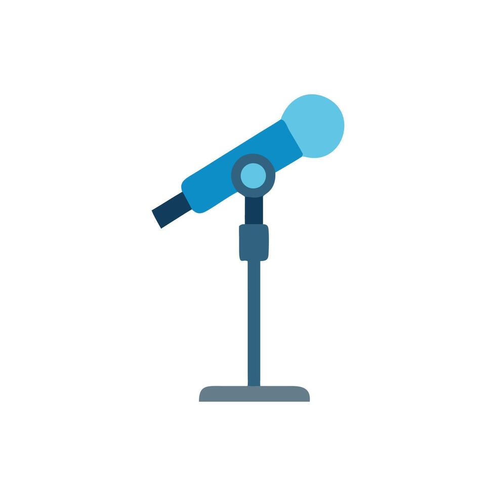 Blue microphone on stand with White Background studio shot vector