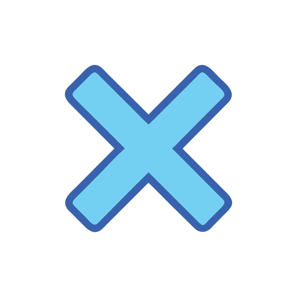 Bright blue X mark on White Background illustration vector