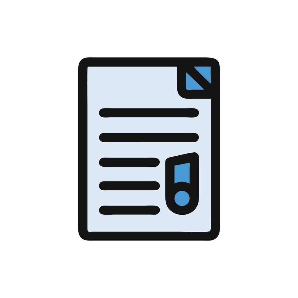 Stylized report document, simple cartoon graphic design, presentation concept vector