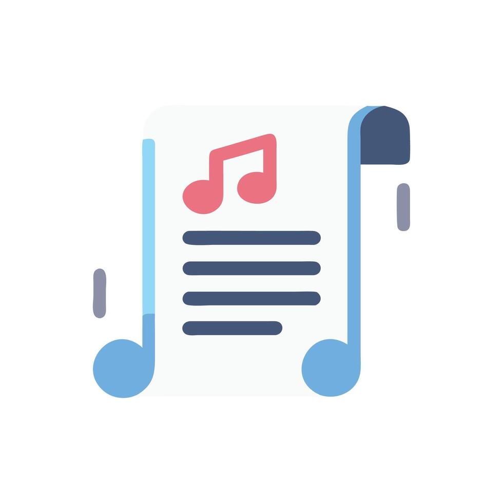 Icon of musical notes on a stylized paper roll vector