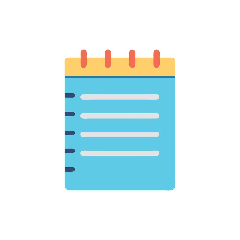 Stylized blue notepad with rings and horizontal lines illustration vector