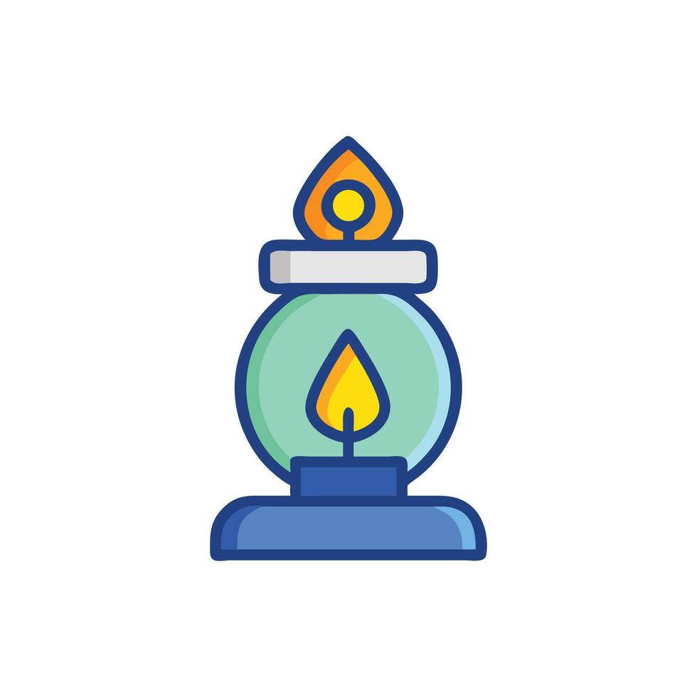 Stylized lantern with flame illustration on White Background vector