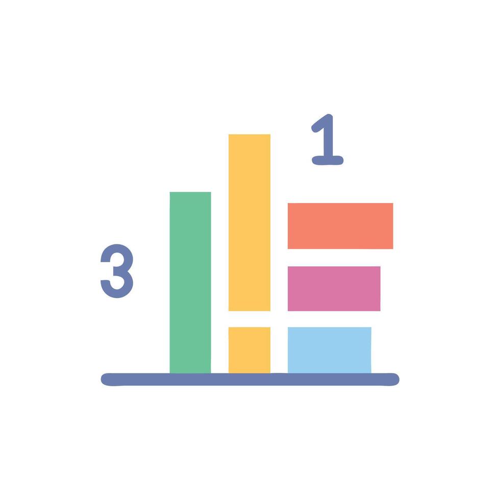 Colorful bar chart depicting data and progress illustration icon vector