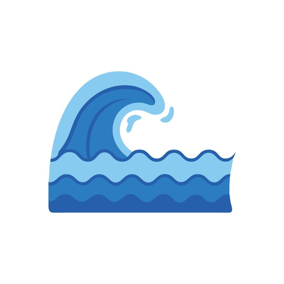 Stylized blue ocean wave on White Background illustration vector