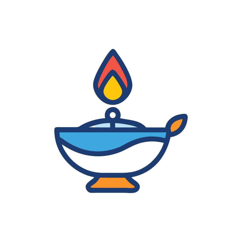 Stylized oil lamp graphic illustration against a White Background vector