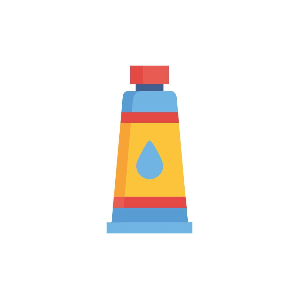 Flat design paint tube with blue droplet icon vector