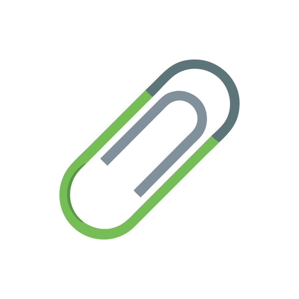 Simple Green and Gray Paper Clip on White Backdrop vector