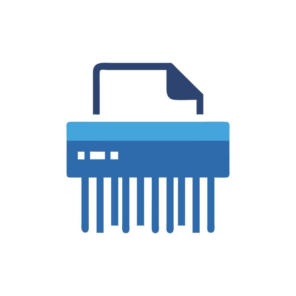 Stylized document shredder icon in shades of blue on White vector