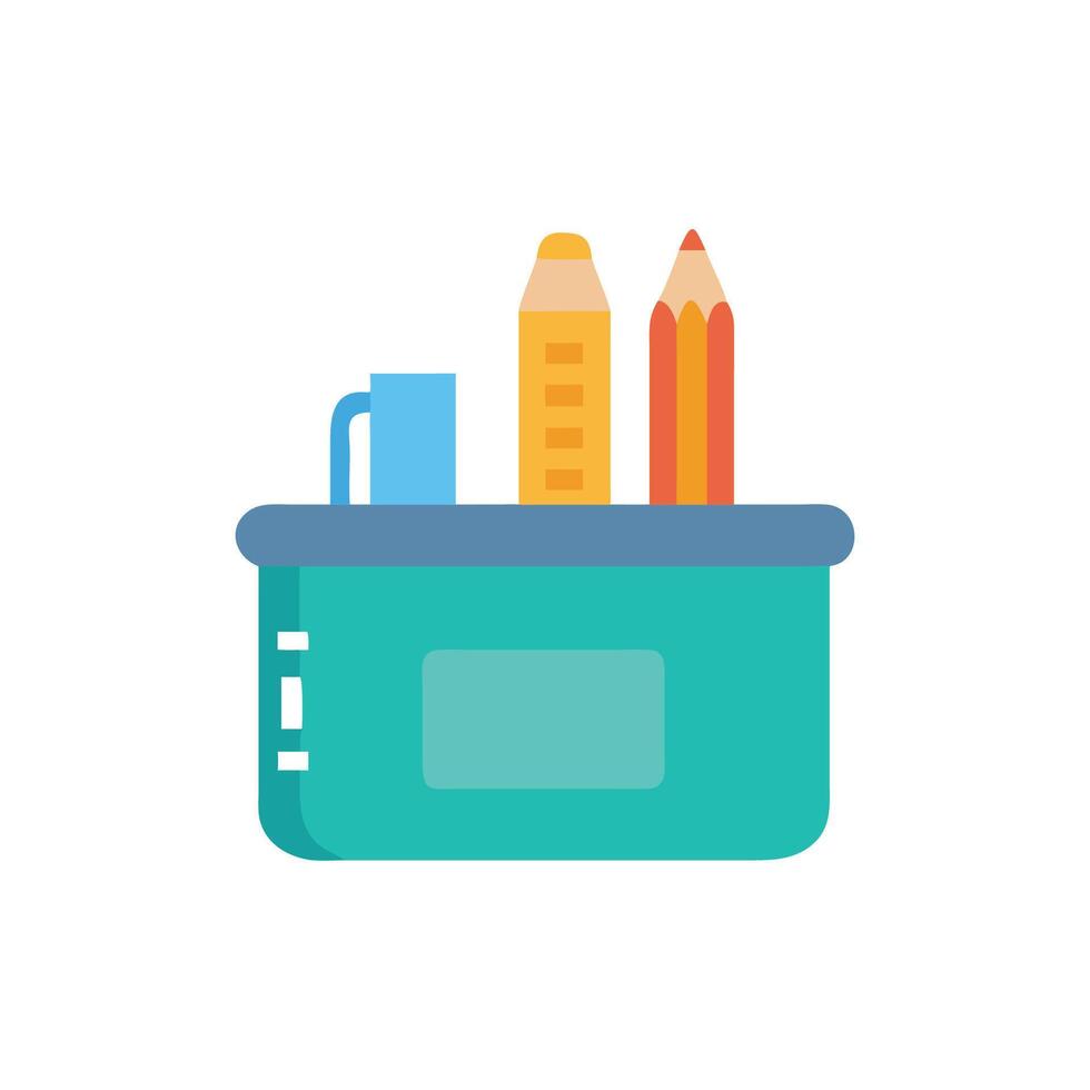 Minimalist illustration of a pencil holder with tools vector